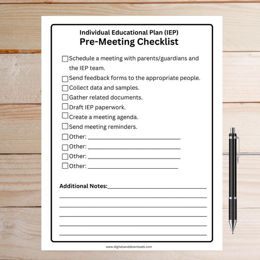 IEP Pre Meeting Checklist