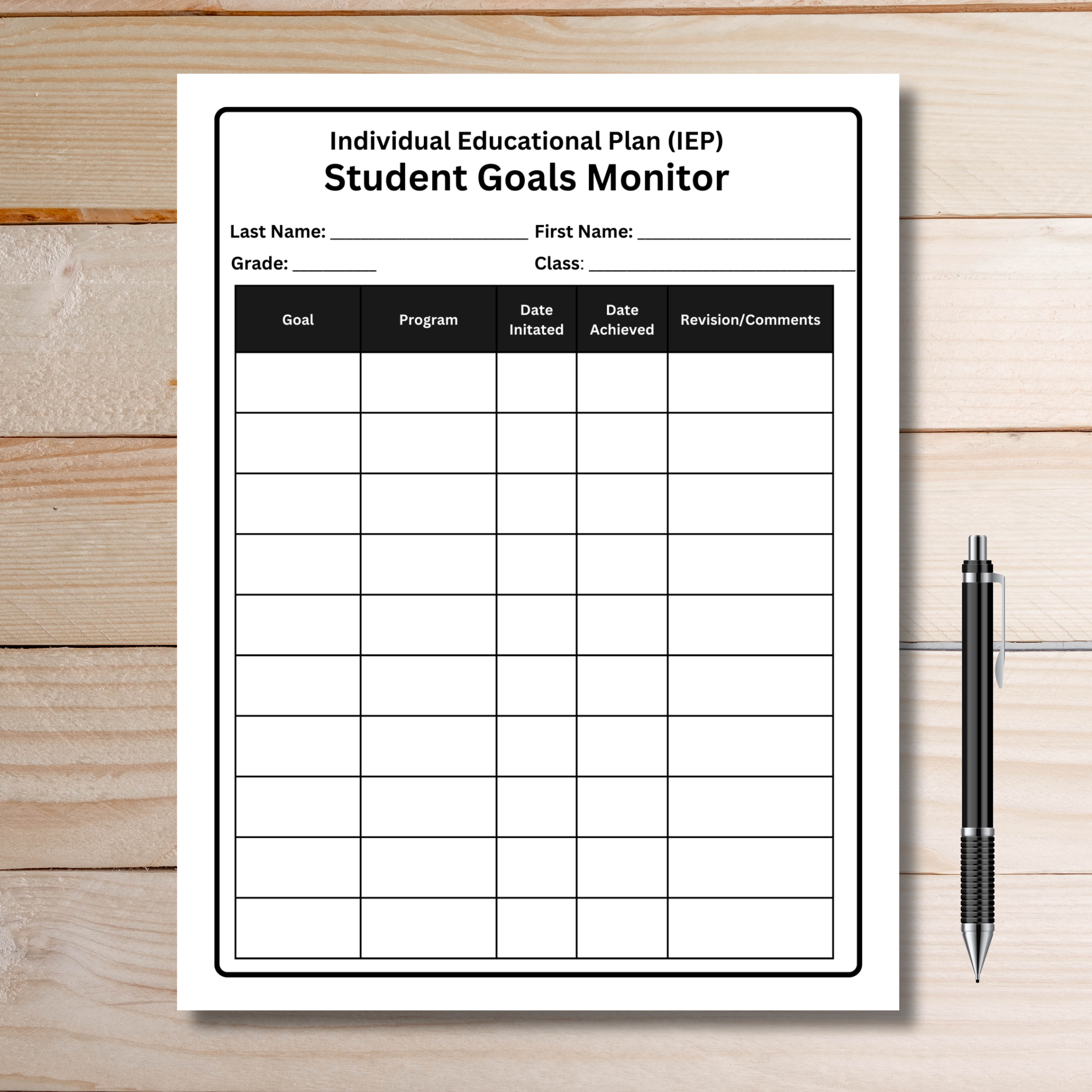 iep student goals monitor | printable goal tracking sheet