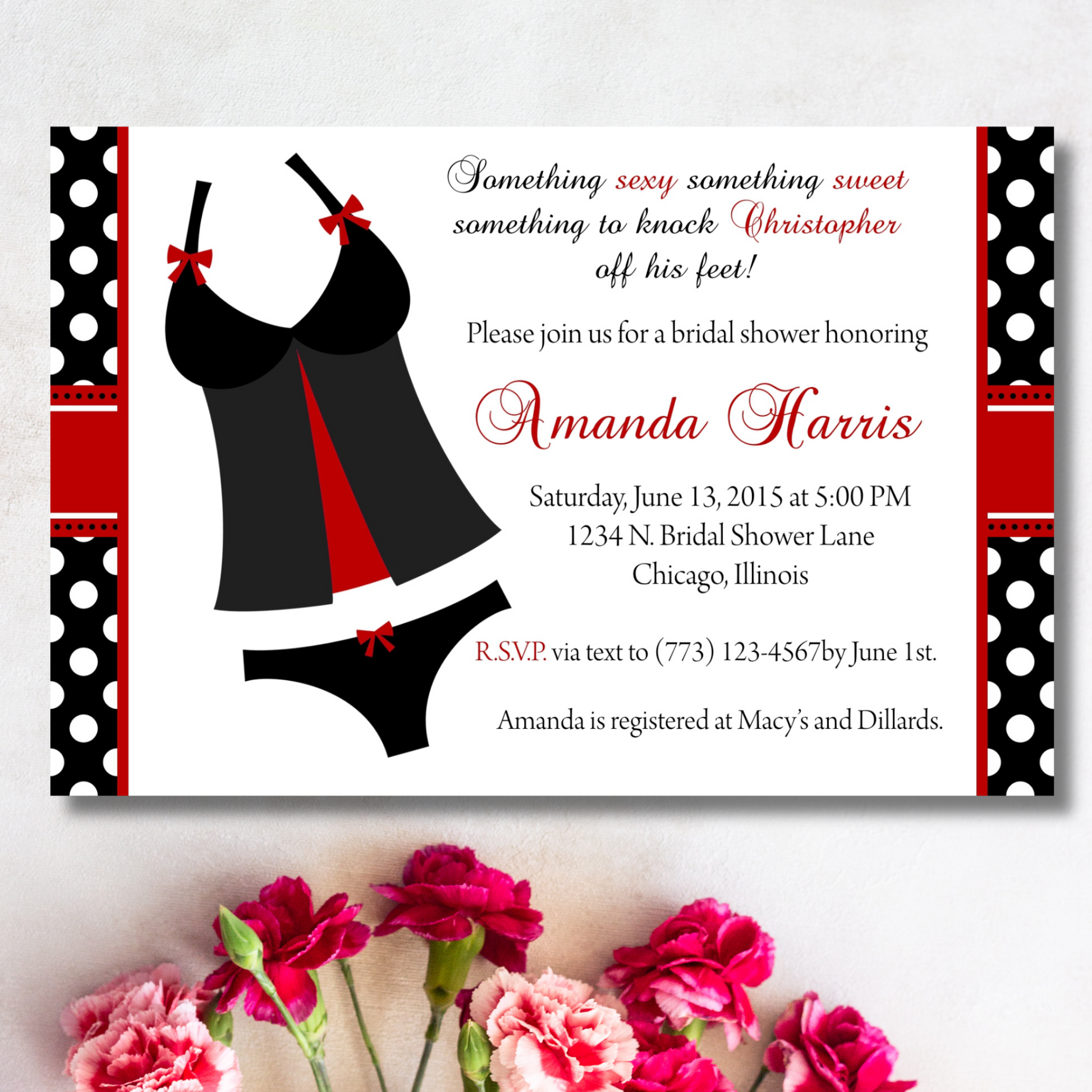Lingerie Bridal Shower Invitation Lingerie Bridal Shower Invitation
