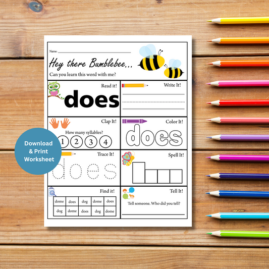 'Does' Sight Word Worksheet