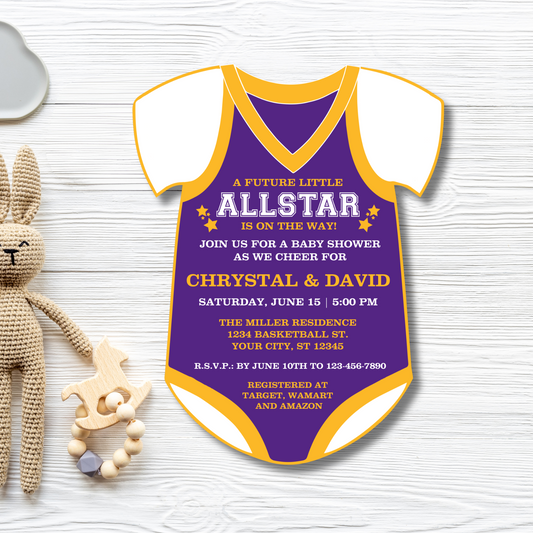 Basketball Jersey Baby Shower Invitation