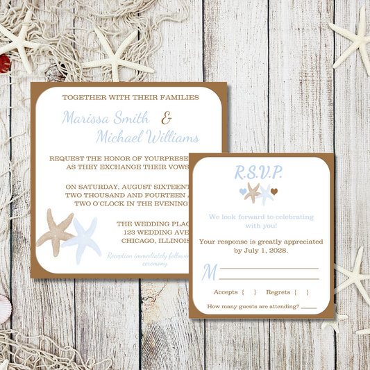 Starfish Beach Wedding Invitation Set