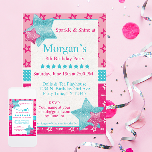 Pink American Birthday Girl Invitation