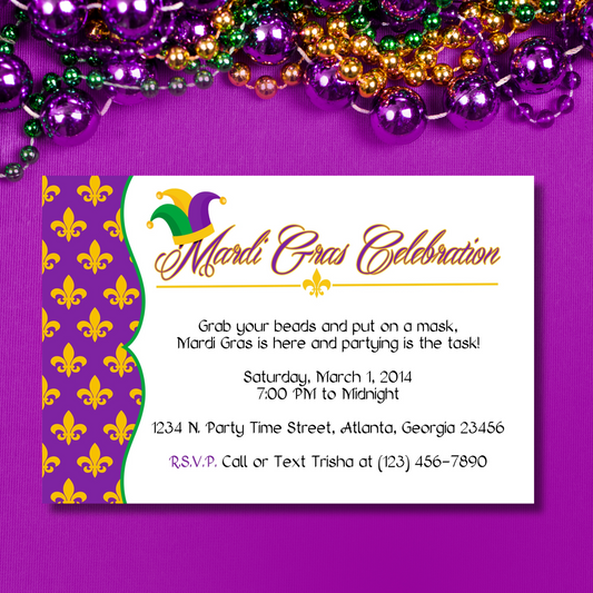 Mardi Gras Crown Invitation