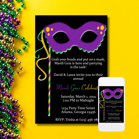 Mardi Gras Mask Invitation