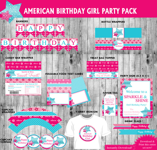 American Birthday Girl Printable Party Pack