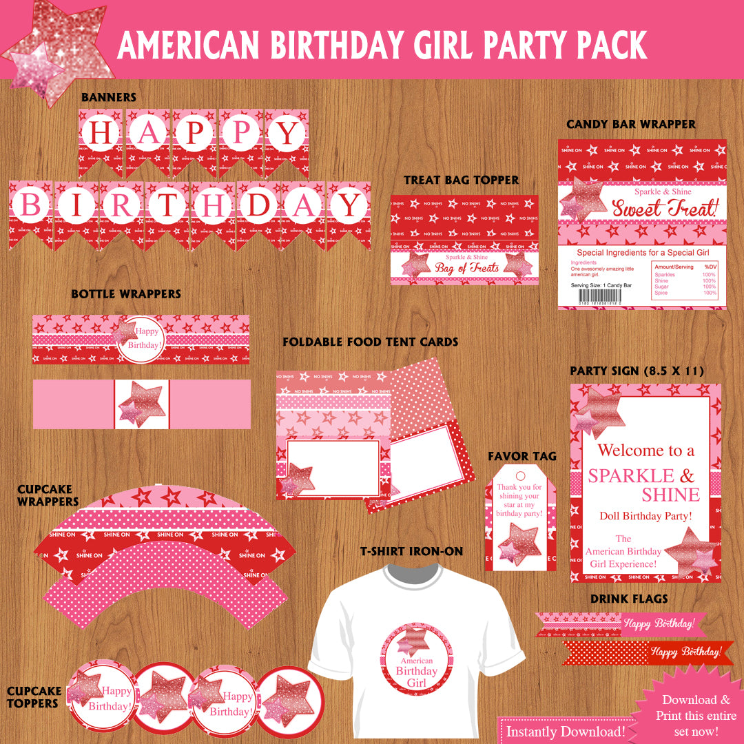 American Birthday Girl Printable Party Pack