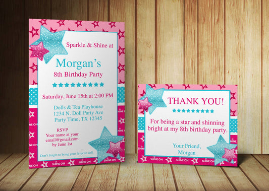 American Birthday Girl Invitation and Thank You Card