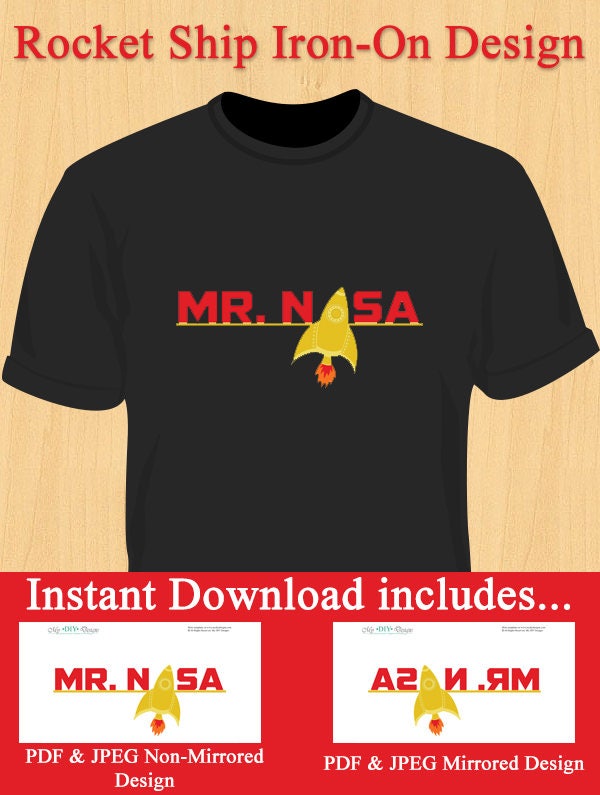 Rocket Ship T-shirt Iron-on Shirt Design