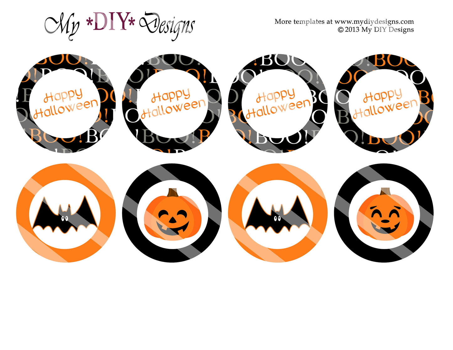 Halloween Pumpkins Cupcake Wrappers and Toppers