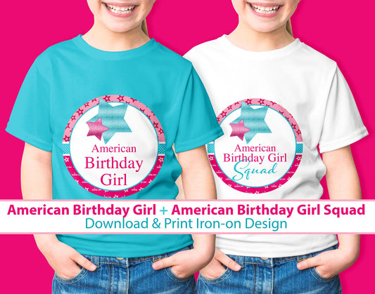 American Birthday Girl and Squad Shirt Designs