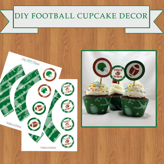 Football Themed Cupcake Wrappers and Toppers